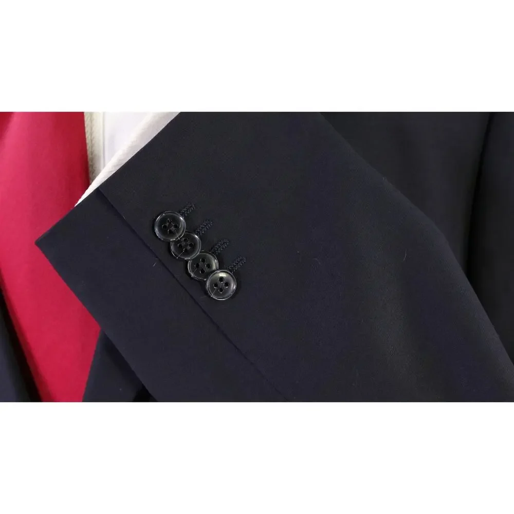 Ermenegildo Z Zegna Solid Navy Blue 3-Btn Wool Suit 44R